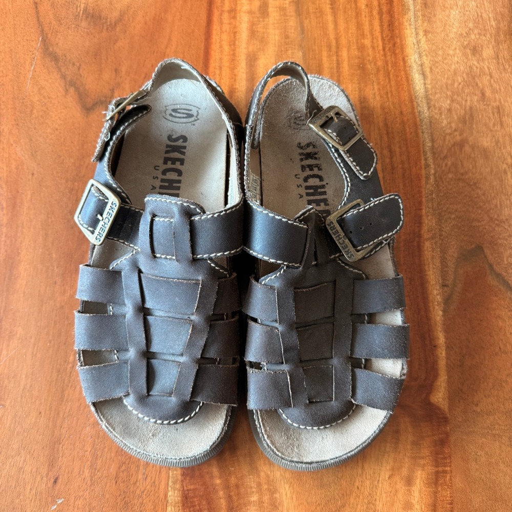Sketcher's Men's Y2K Vintage Chunky Brown Leather Fisherman Sandal Size 11